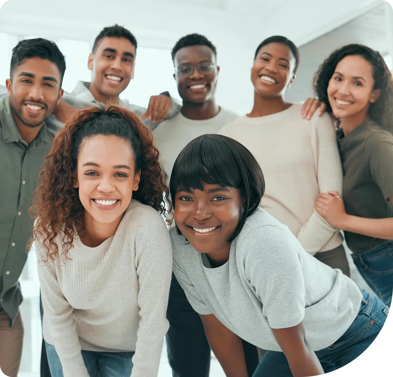 This cheerful sober living group photo radiates positivity, growth, and good vibes only!